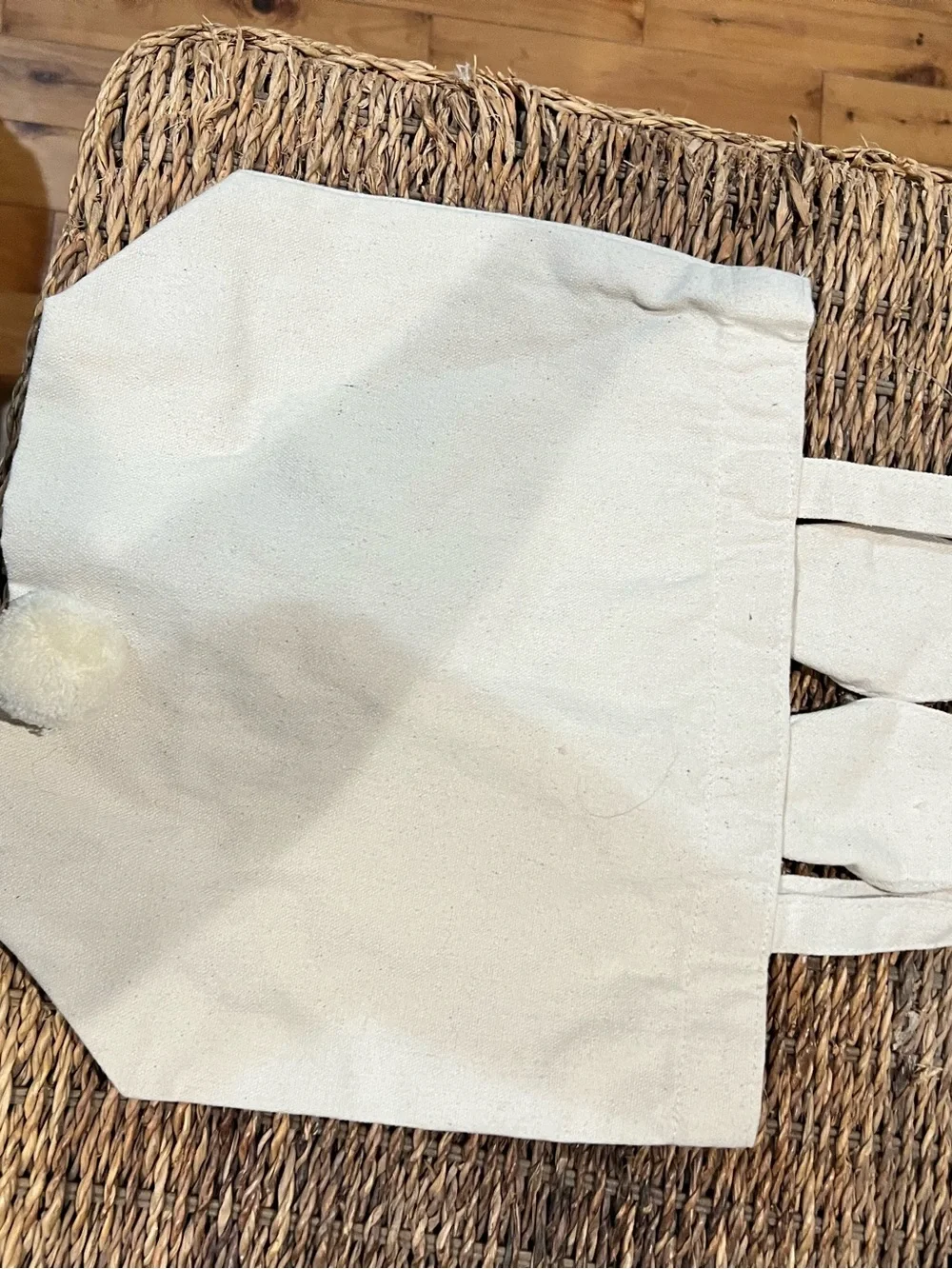 Eccolo Cream Bunny Tote Bag with Pink Floral Ears and Blue Pom Nose